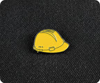 Construction Hard Hat Yellow Pin Badge
