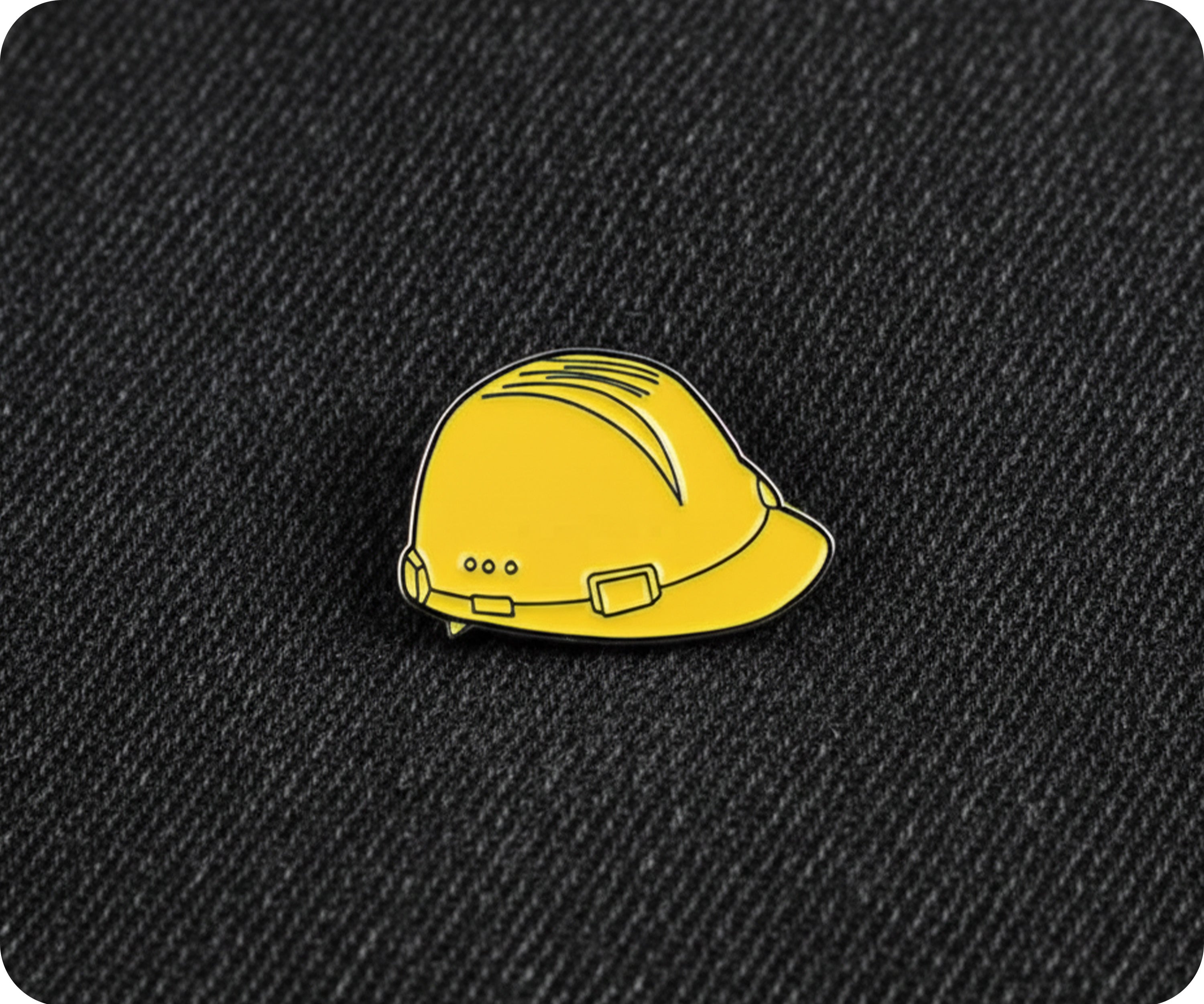 Construction Hard Hat Yellow Pin Badge