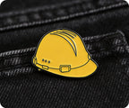 Construction Hard Hat Yellow Pin Badge