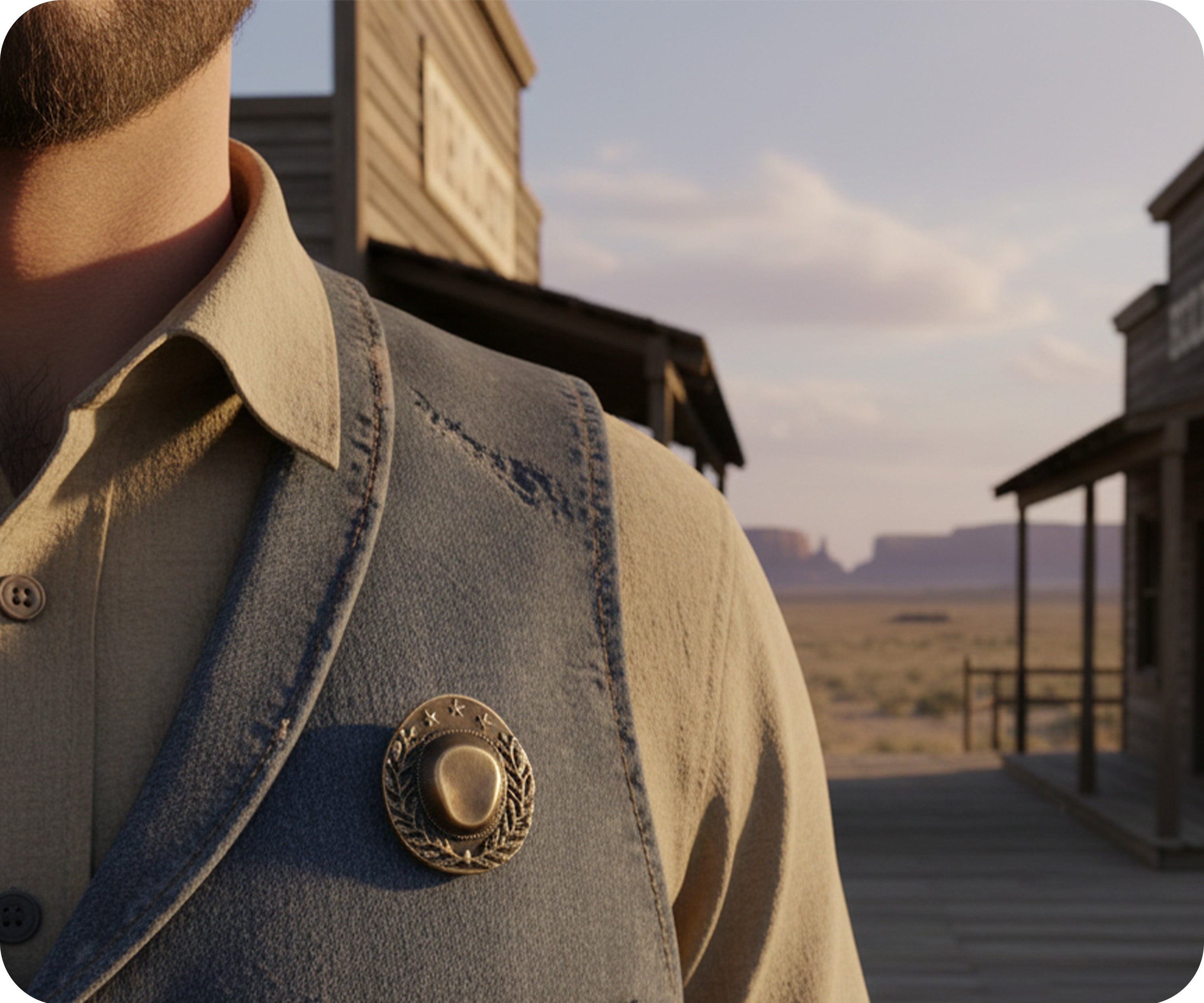 Cowboy Hat Bronze Colour 3D Pin Badge