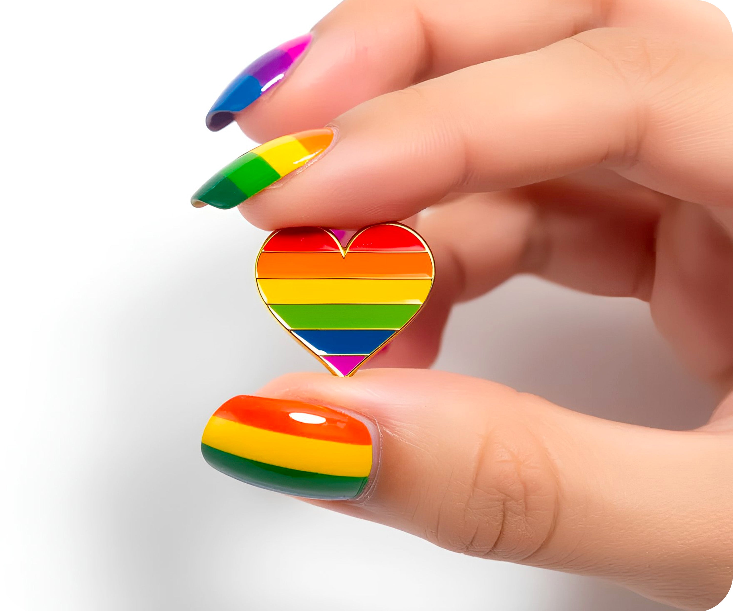 Pride Heart Rainbow Pin Badge