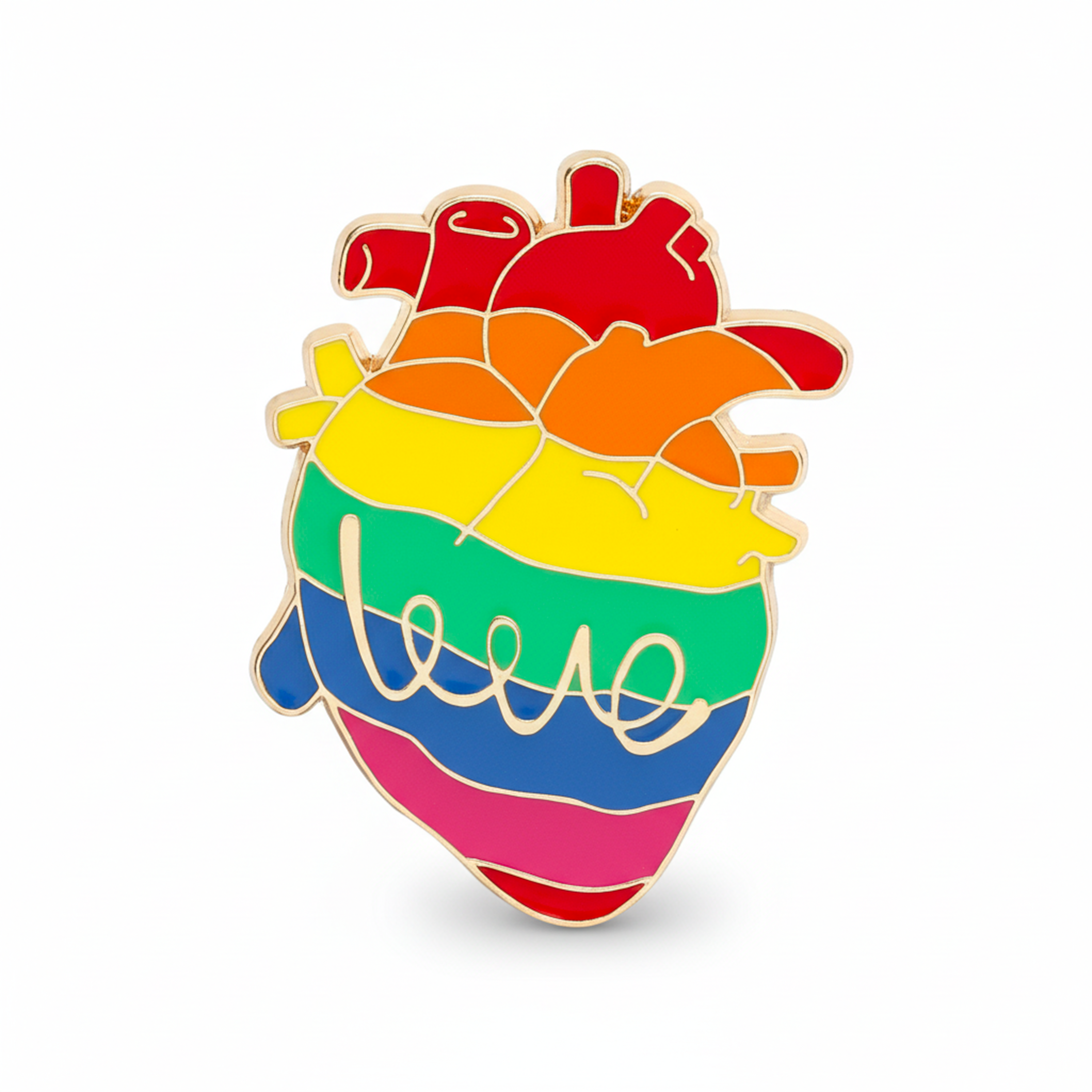 Insignia de corazón de amor de la comunidad LGBTQI+ Arcoíris del Orgullo Imagen principal del producto