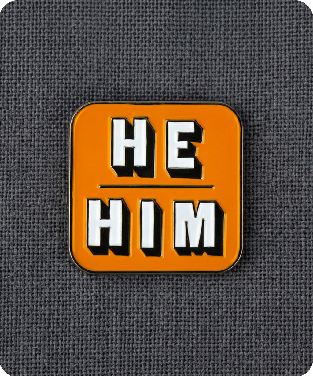 He Him Pronoun Enamel Lapel Pin Badge