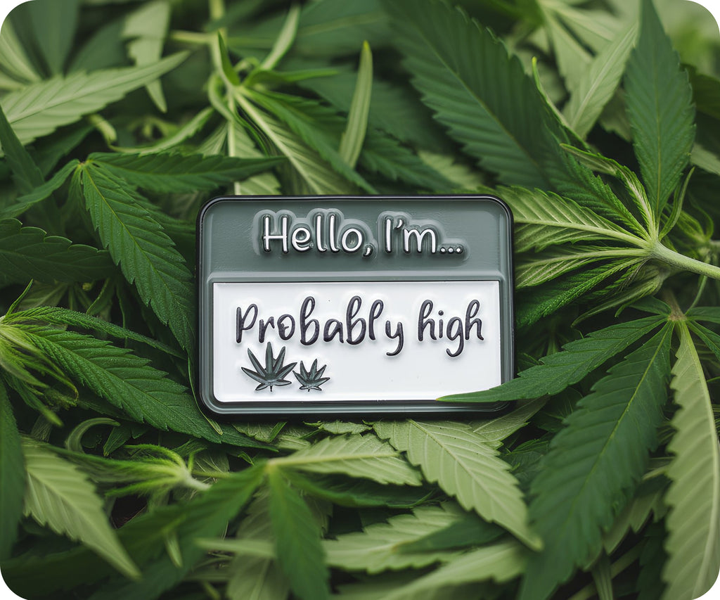 Hello I'm Probably High Pin Badge