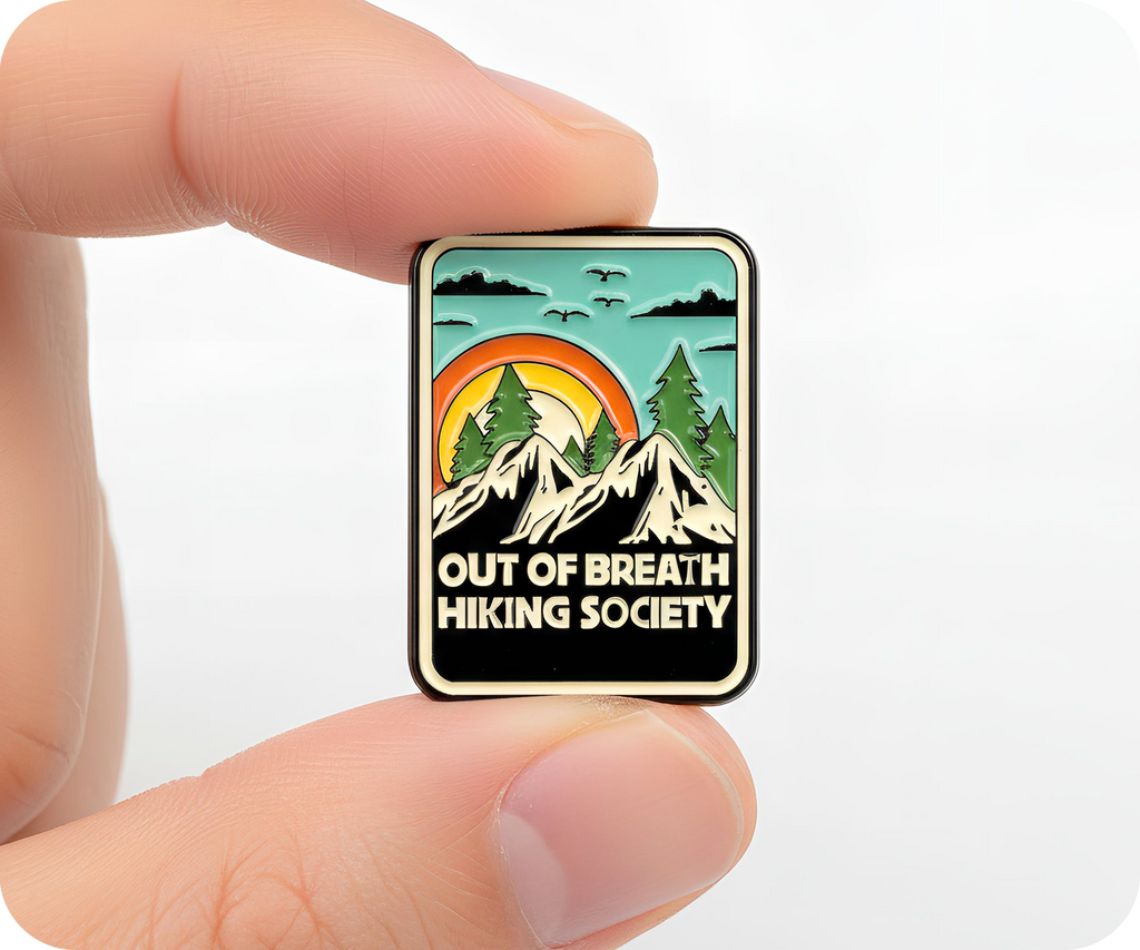 Out Of Breath Hiking Society Travel Pin Badge