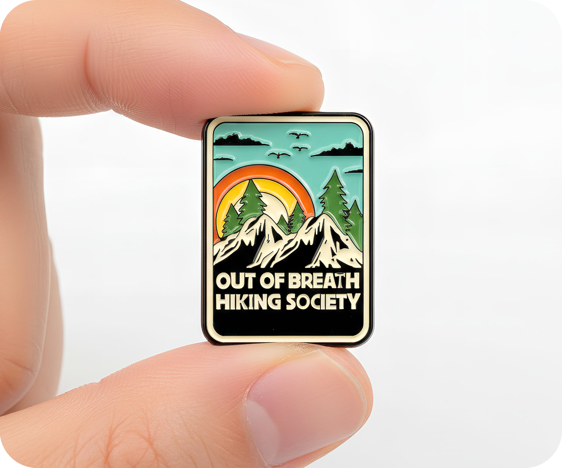 Out Of Breath Hiking Society Travel Pin Badge