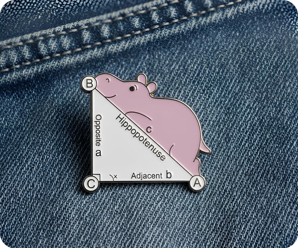 Hippopototenuse Math Pin Badge
