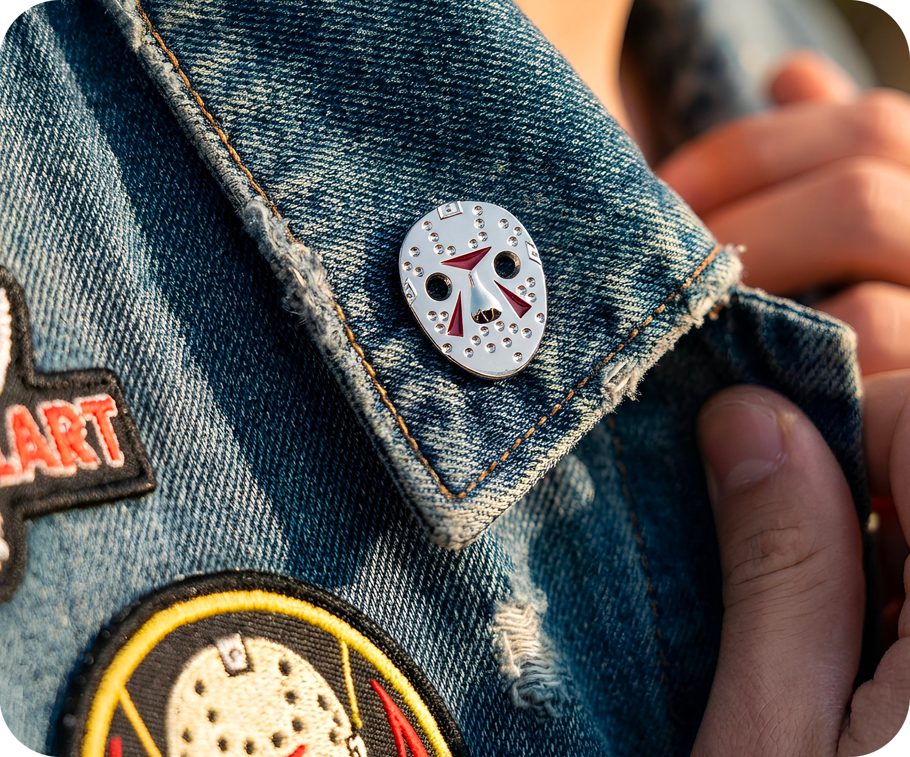 Ice Hockey Mask Horror Pin Badge