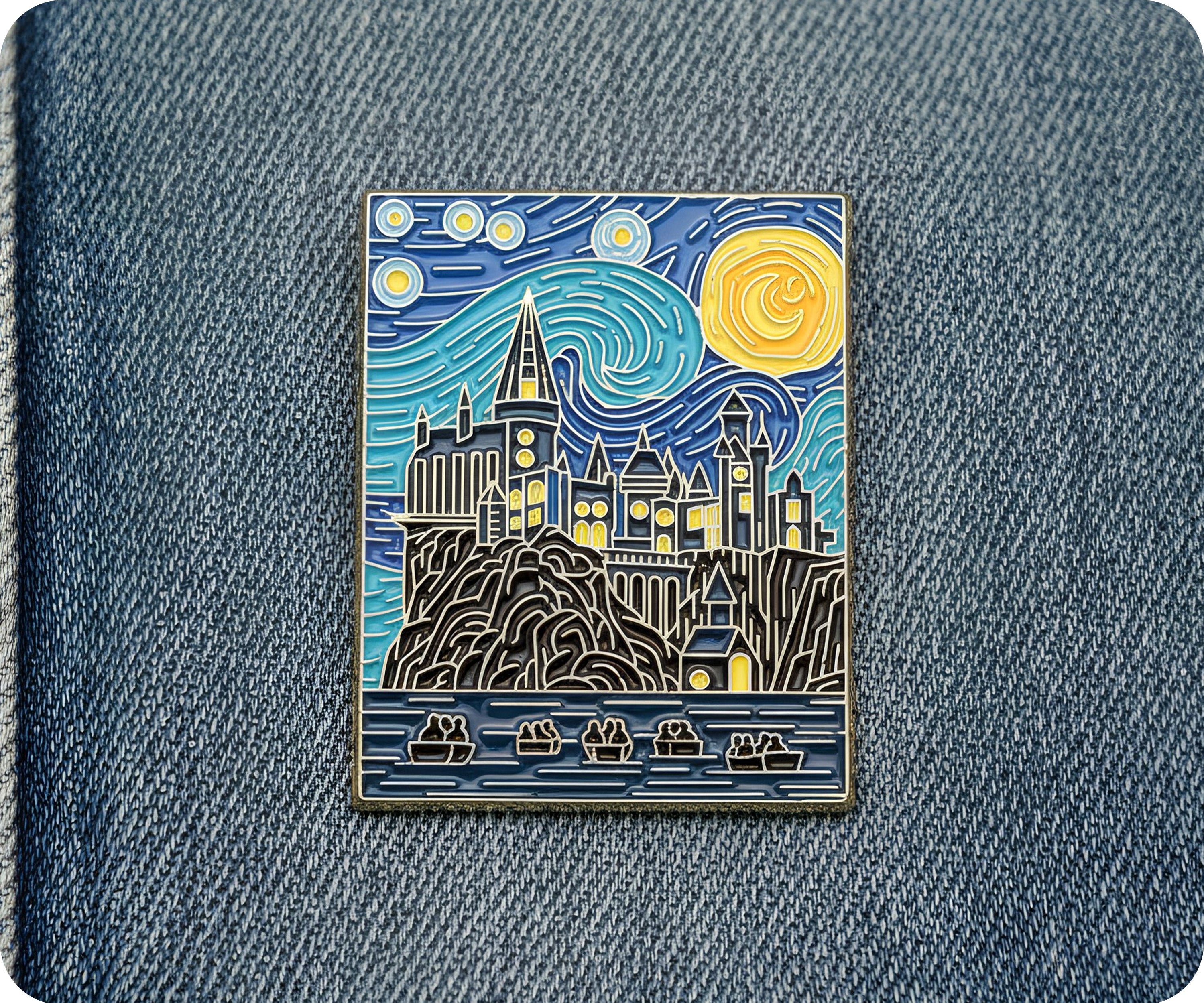 Van Gogh Art Wizard School Castle Pin Badge