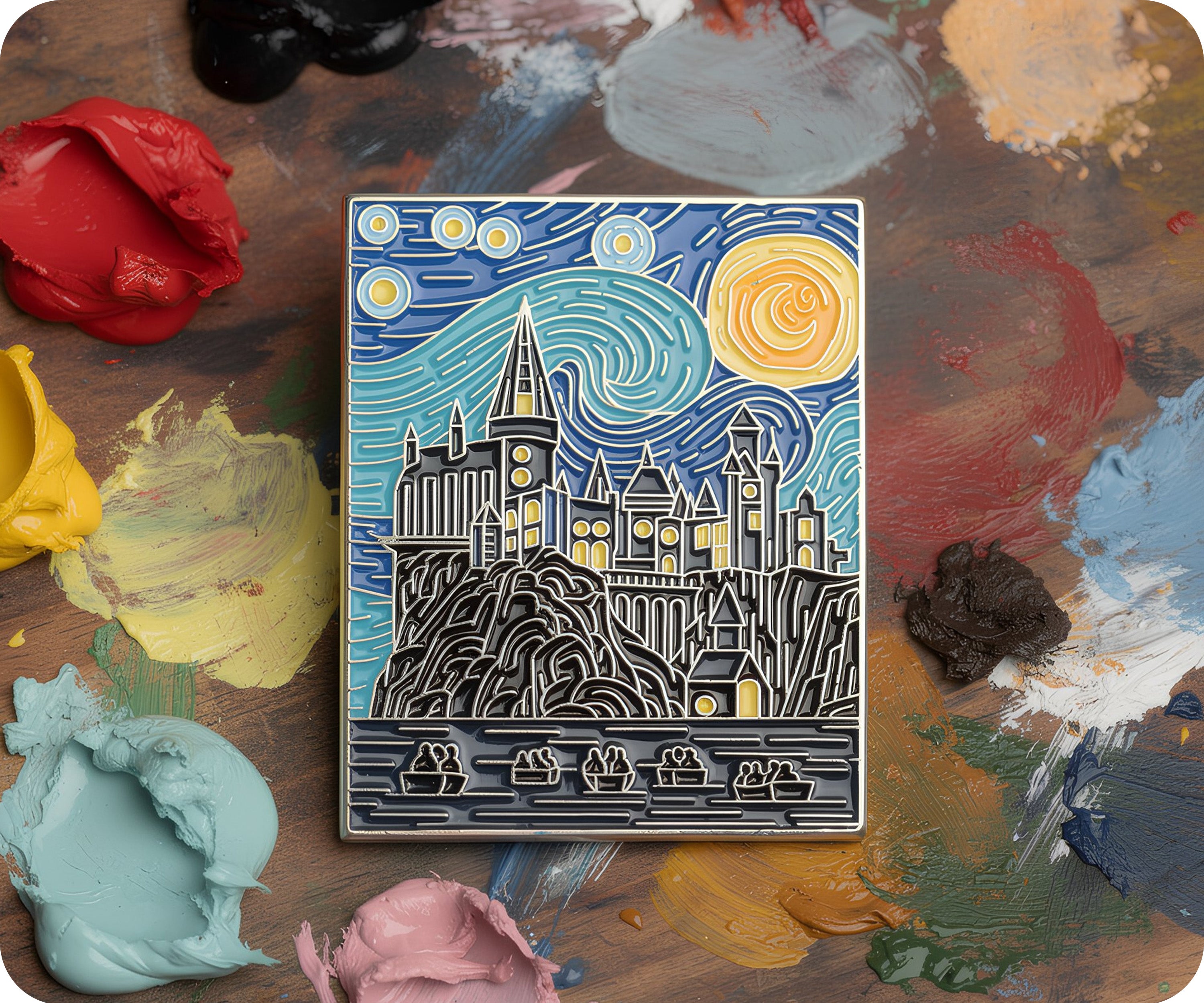 Van Gogh Art Wizard School Castle Pin Badge