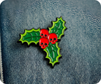 Skull Holly Xmas Pin Badge