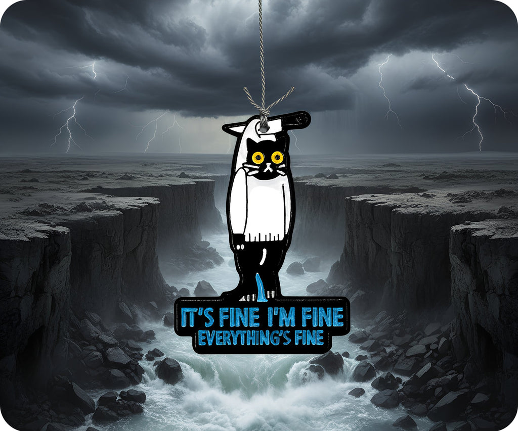 I'm Fine I'm fine Cat Knife Pin Badge