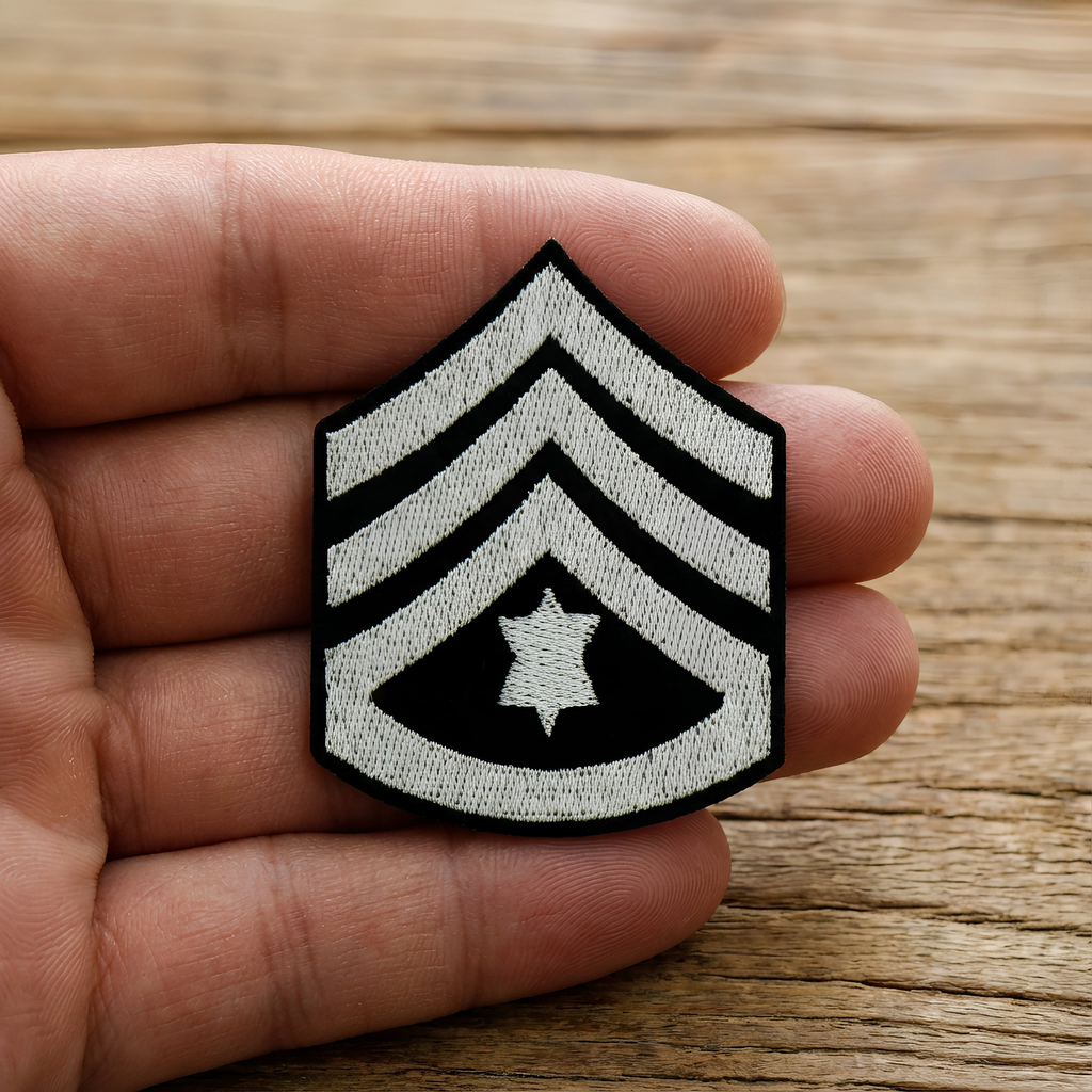 Sargent Major Army Star Rank Iron On Patch (5 x 6.5cm)