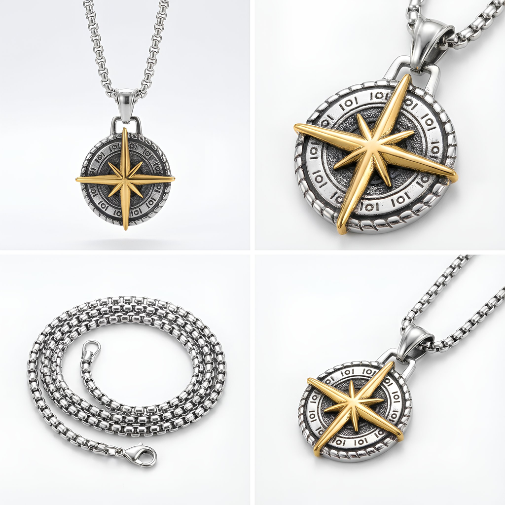 Nautical Compass Necklace Adventure Travel Jewellery Gift in Aluminium Capsule