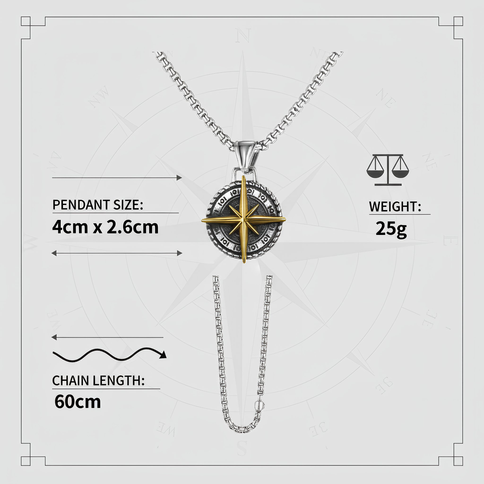 Nautical Compass Necklace Adventure Travel Jewellery Gift in Aluminium Capsule