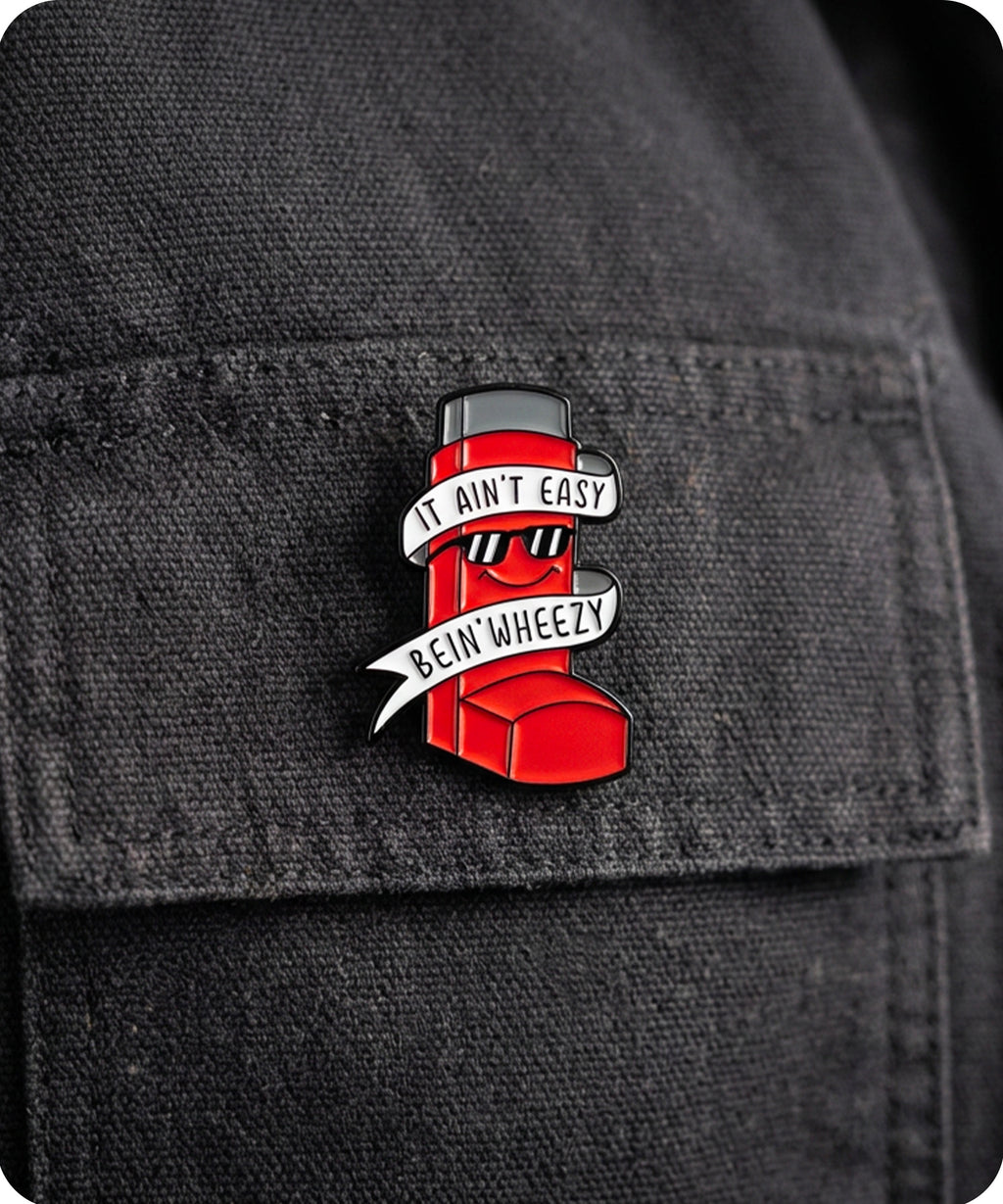 It Ain’t Easy Bein’ Wheezy Inhaler Enamel Lapel Pin Badge