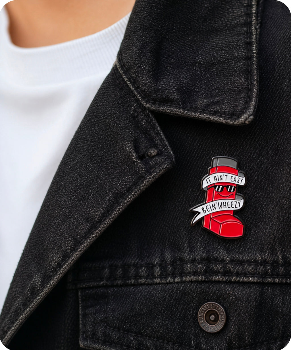 It Ain’t Easy Bein’ Wheezy Inhaler Enamel Lapel Pin Badge