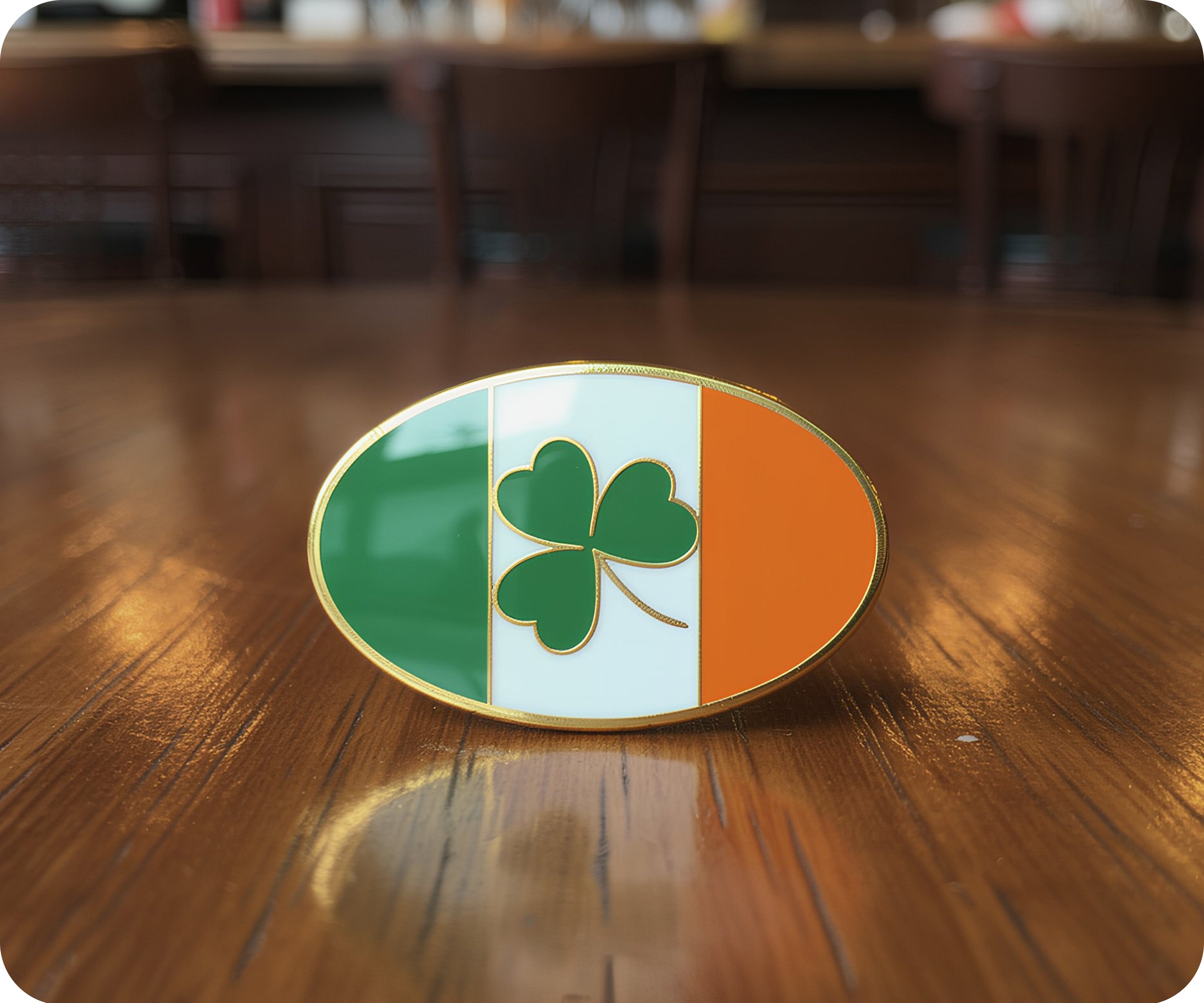 Insignia de trébol/shamrock de Irlanda redonda Imagen secundaria del producto