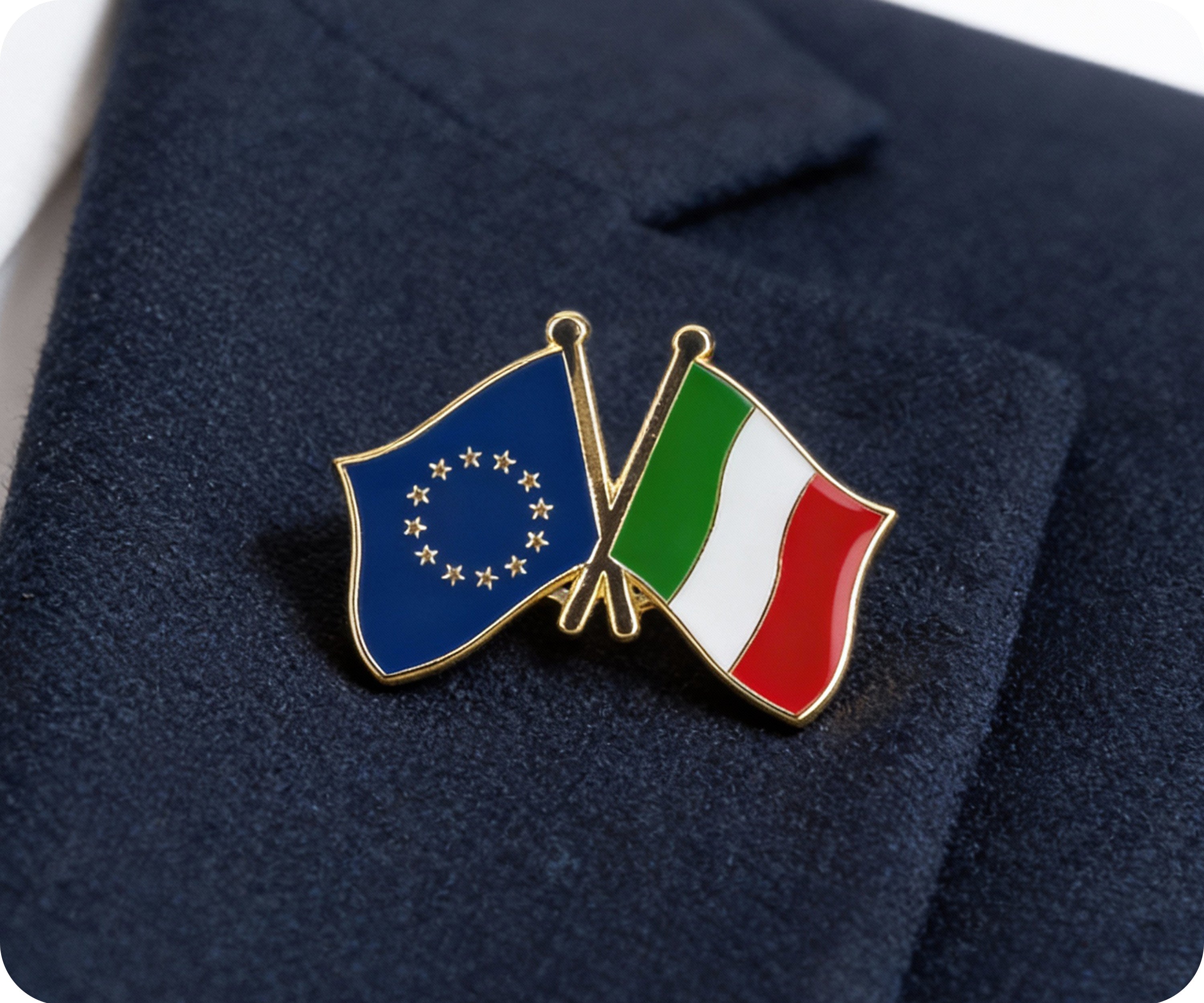 European Union & Italy Friendship Pin Badge