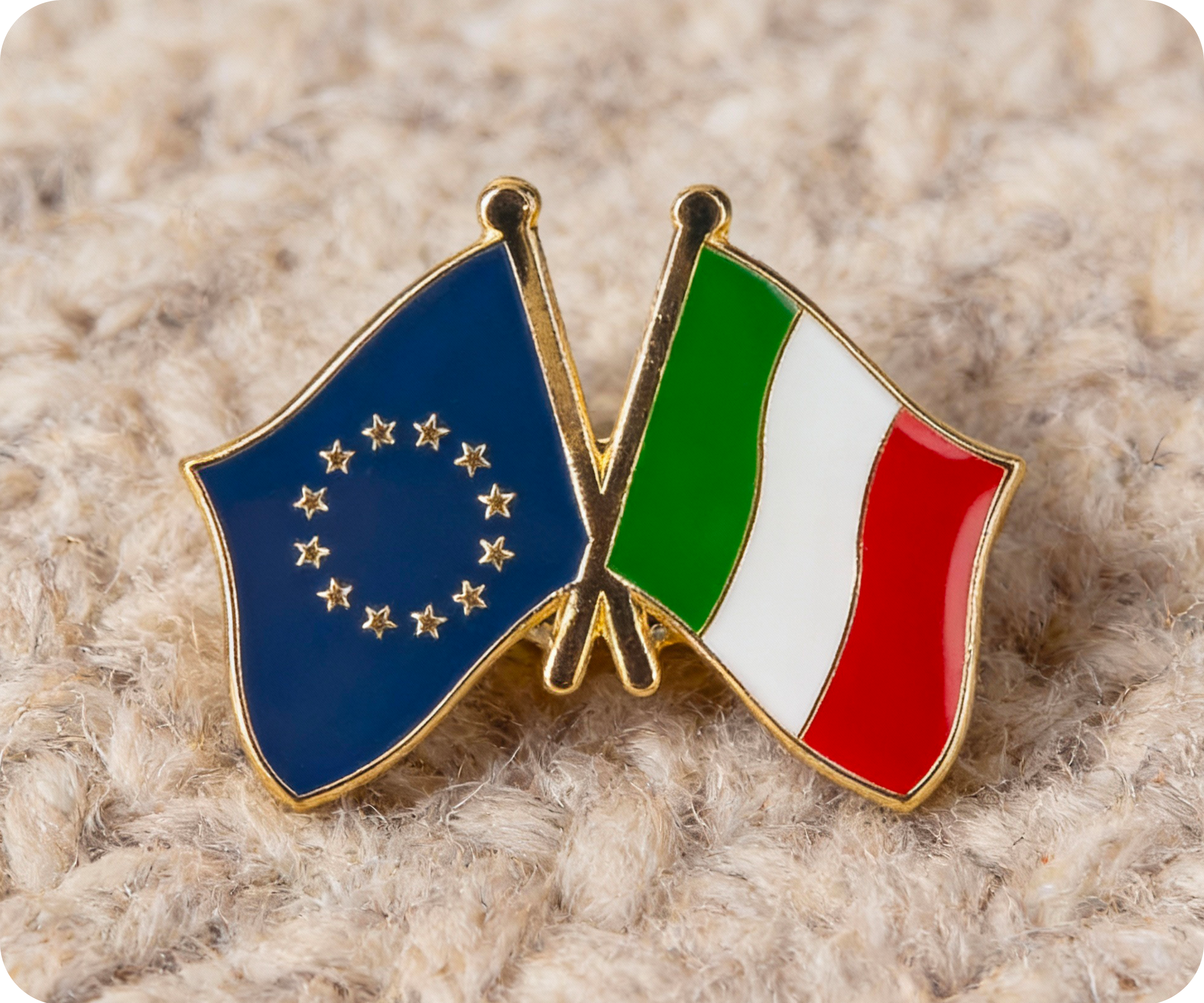 European Union & Italy Friendship Pin Badge