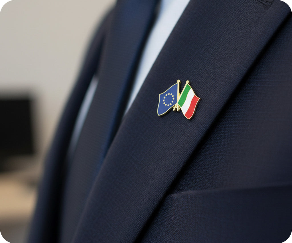 European Union & Italy Friendship Pin Badge