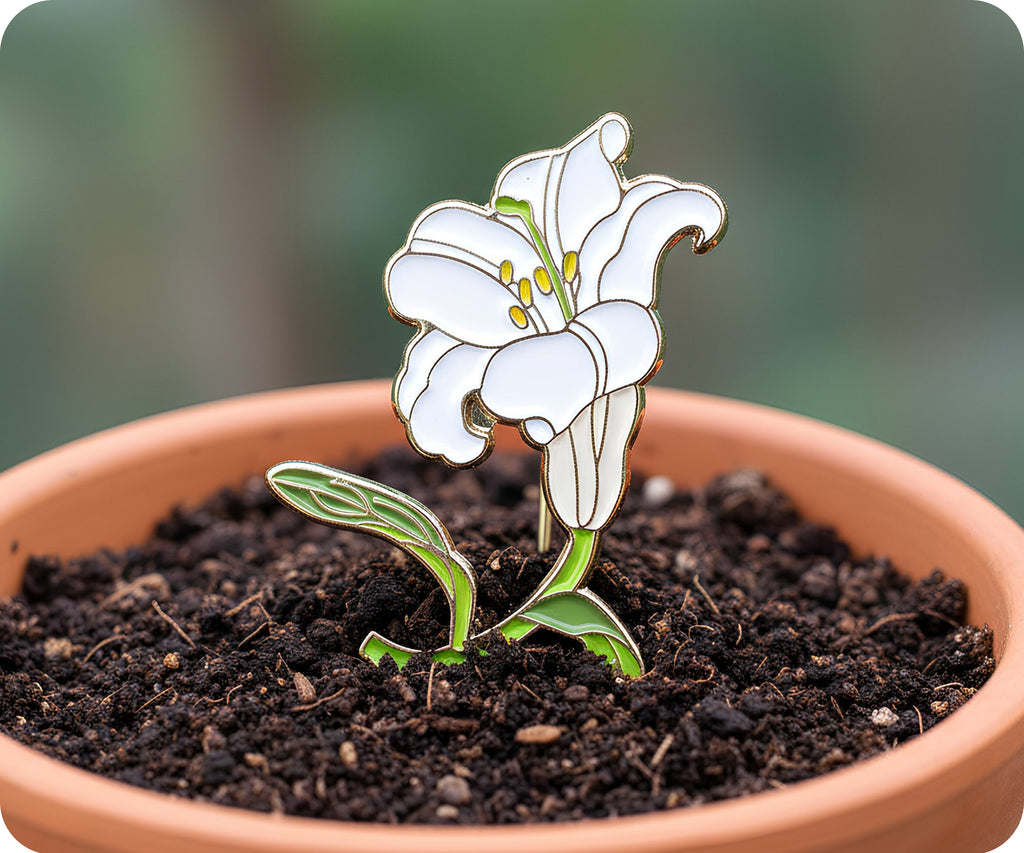 Japanese Peace Lilly Flower Pin Badge