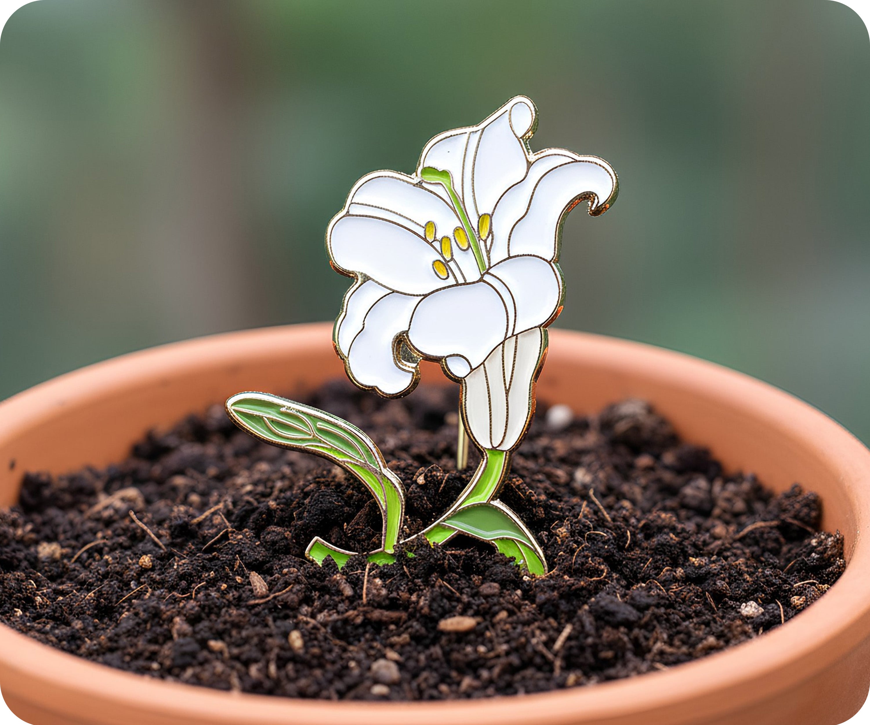 Japanese Peace Lilly Flower Pin Badge