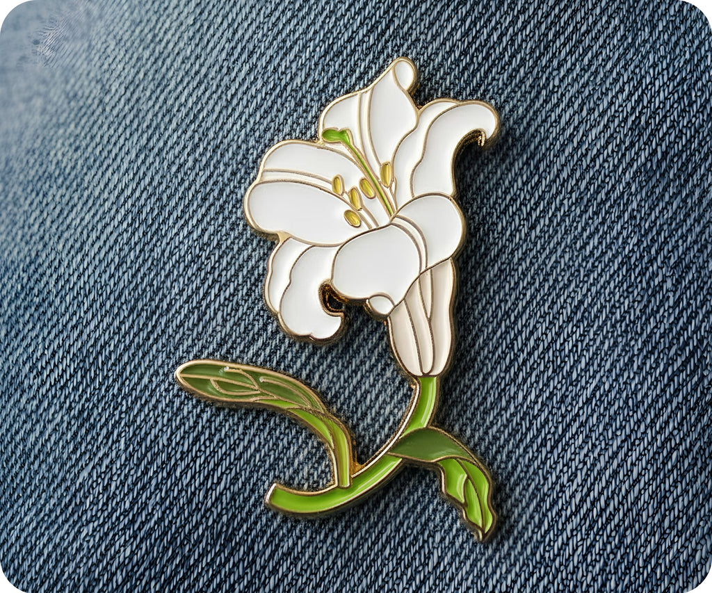 Japanese Peace Lilly Flower Pin Badge