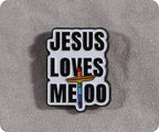 Jesus Loves Me Too Pride Christian Cross Pin Badge