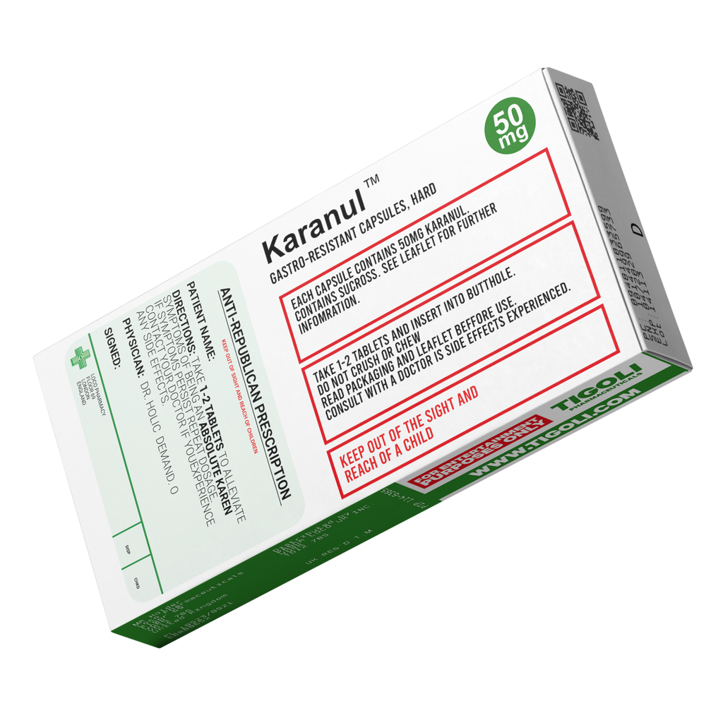 Anti-Karen (Karanul) Pill Medication Box Realistic Prescription Joke Gag Funny + Free Prescription Bag