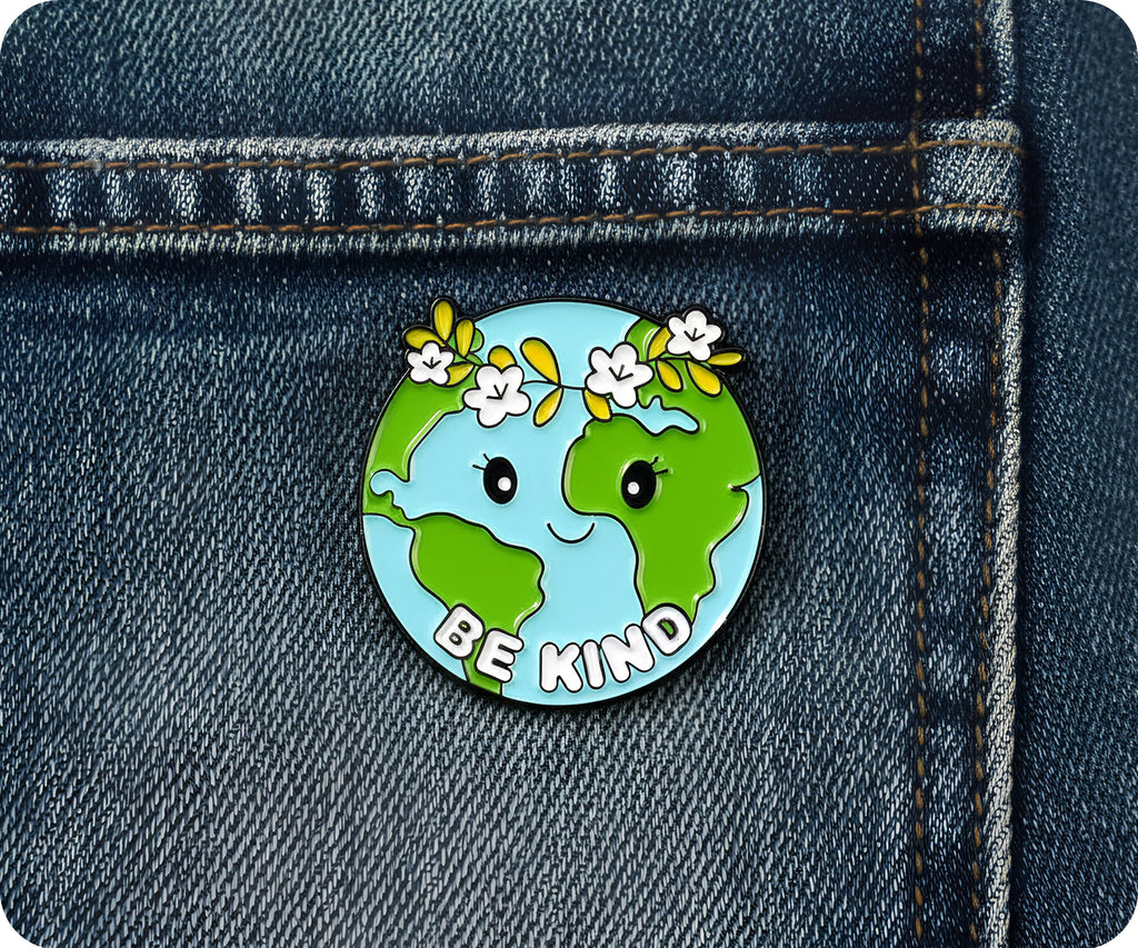 Be Kind Earth Round Pin Badge