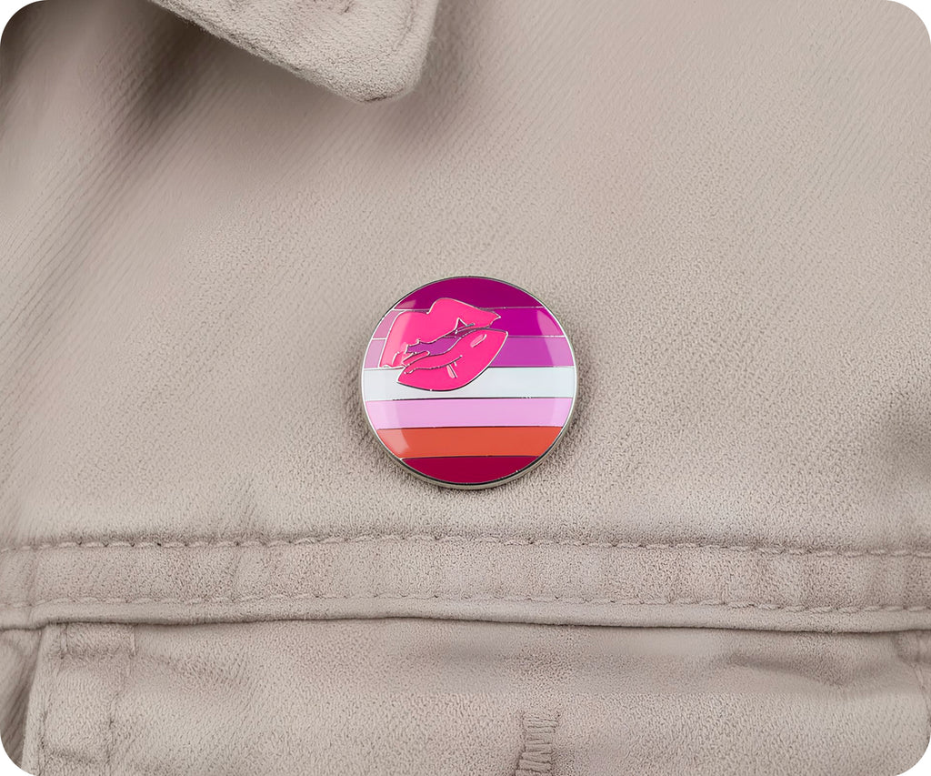 Lesbian Kiss Lipstick Pin Badge