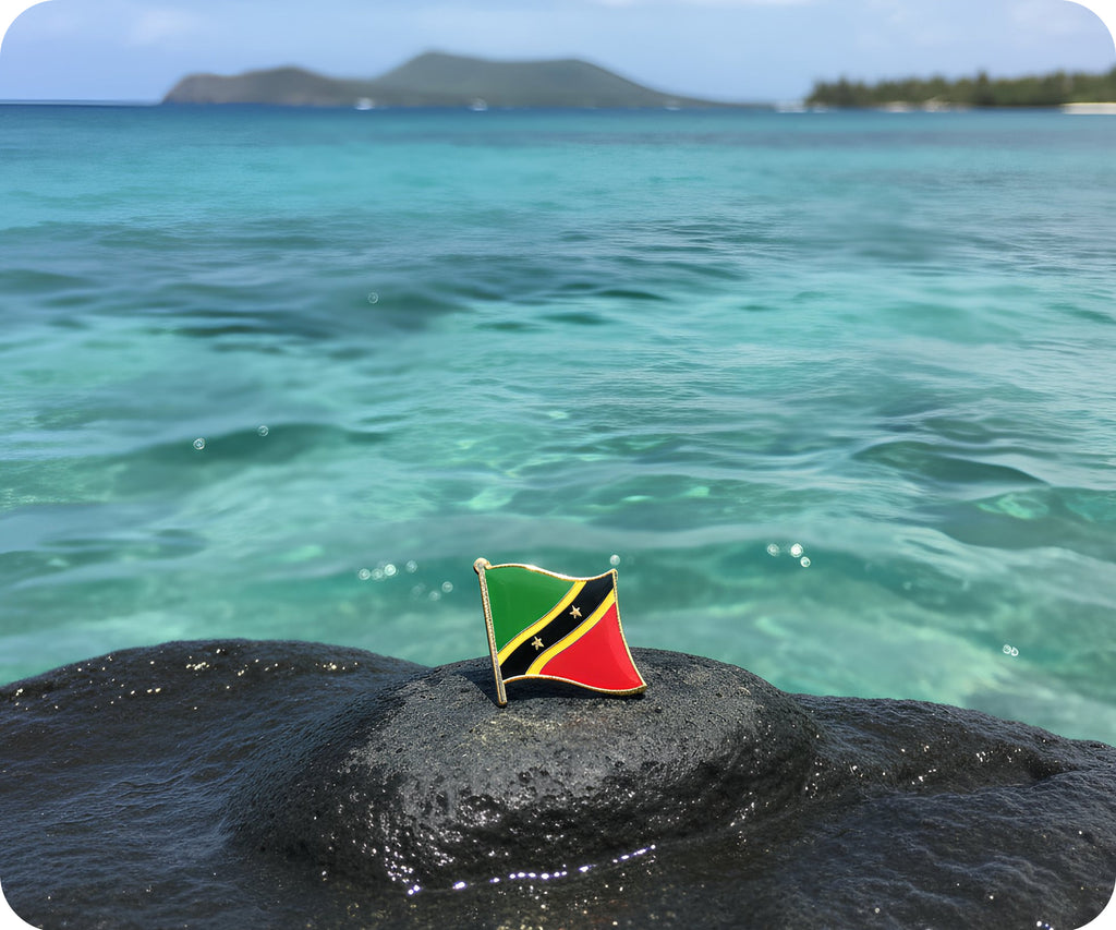 Saint St Kitts & Nevis Flag Pin Badge