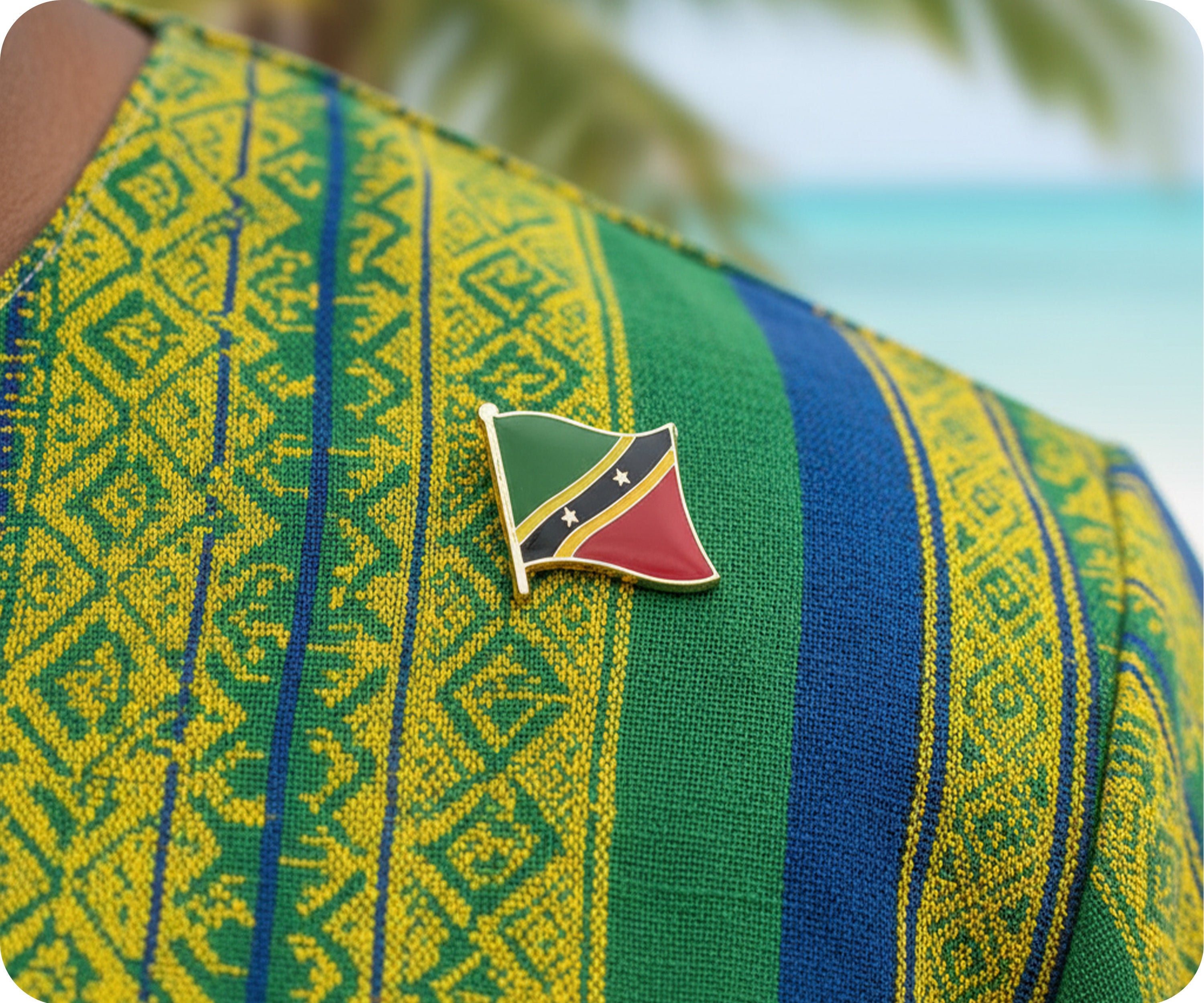 Saint St Kitts & Nevis Flag Pin Badge