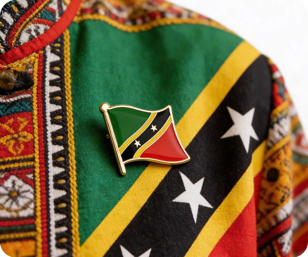 Saint St Kitts & Nevis Flag Pin Badge