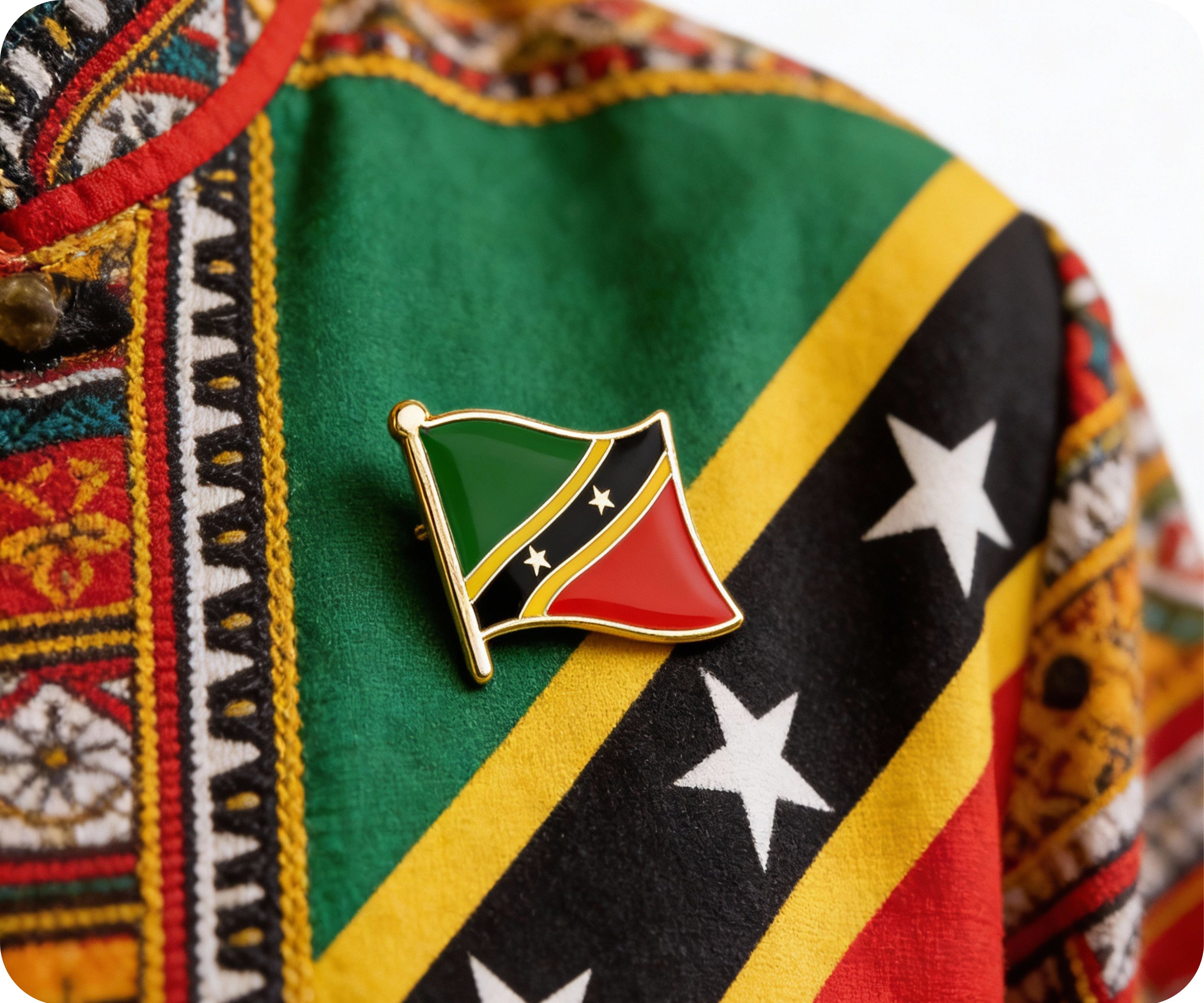 Saint St Kitts & Nevis Flag Pin Badge