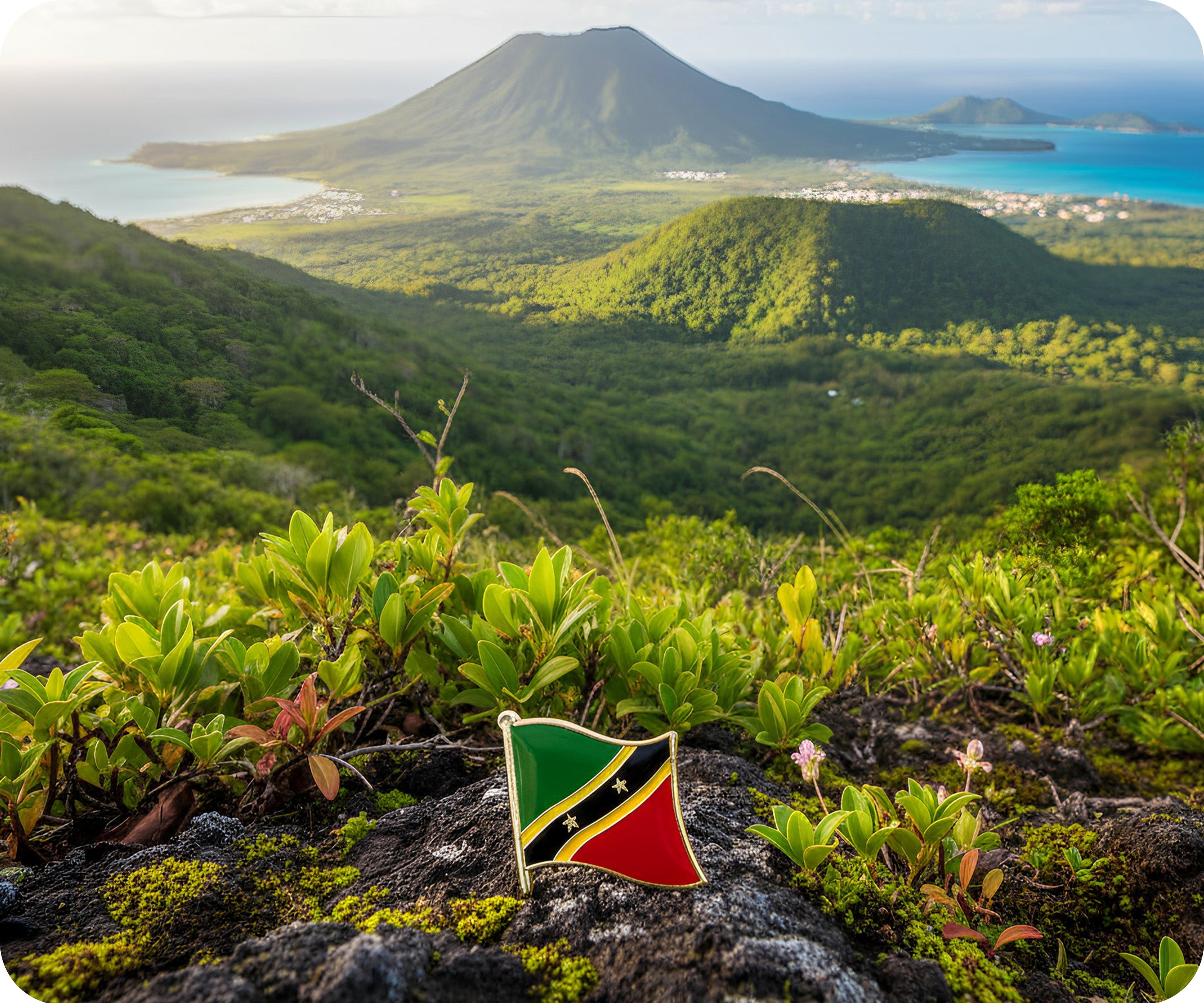Saint St Kitts & Nevis Flag Pin Badge