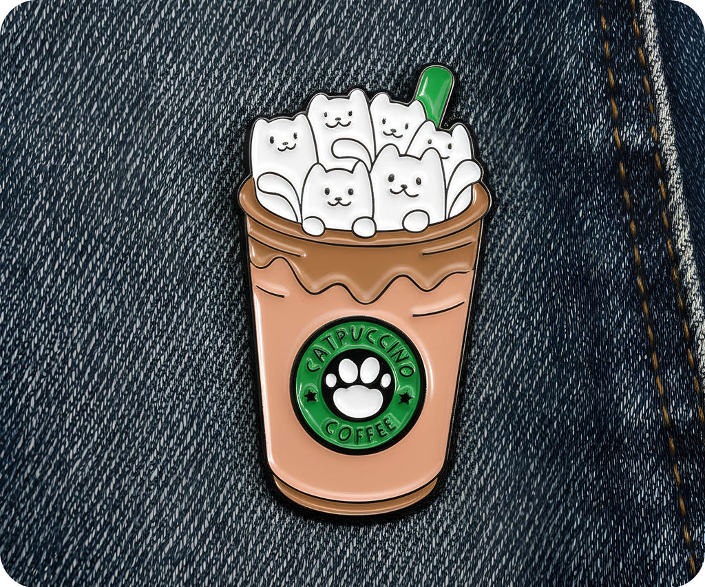 Catpuccino Kittens Coffee Pin Badge