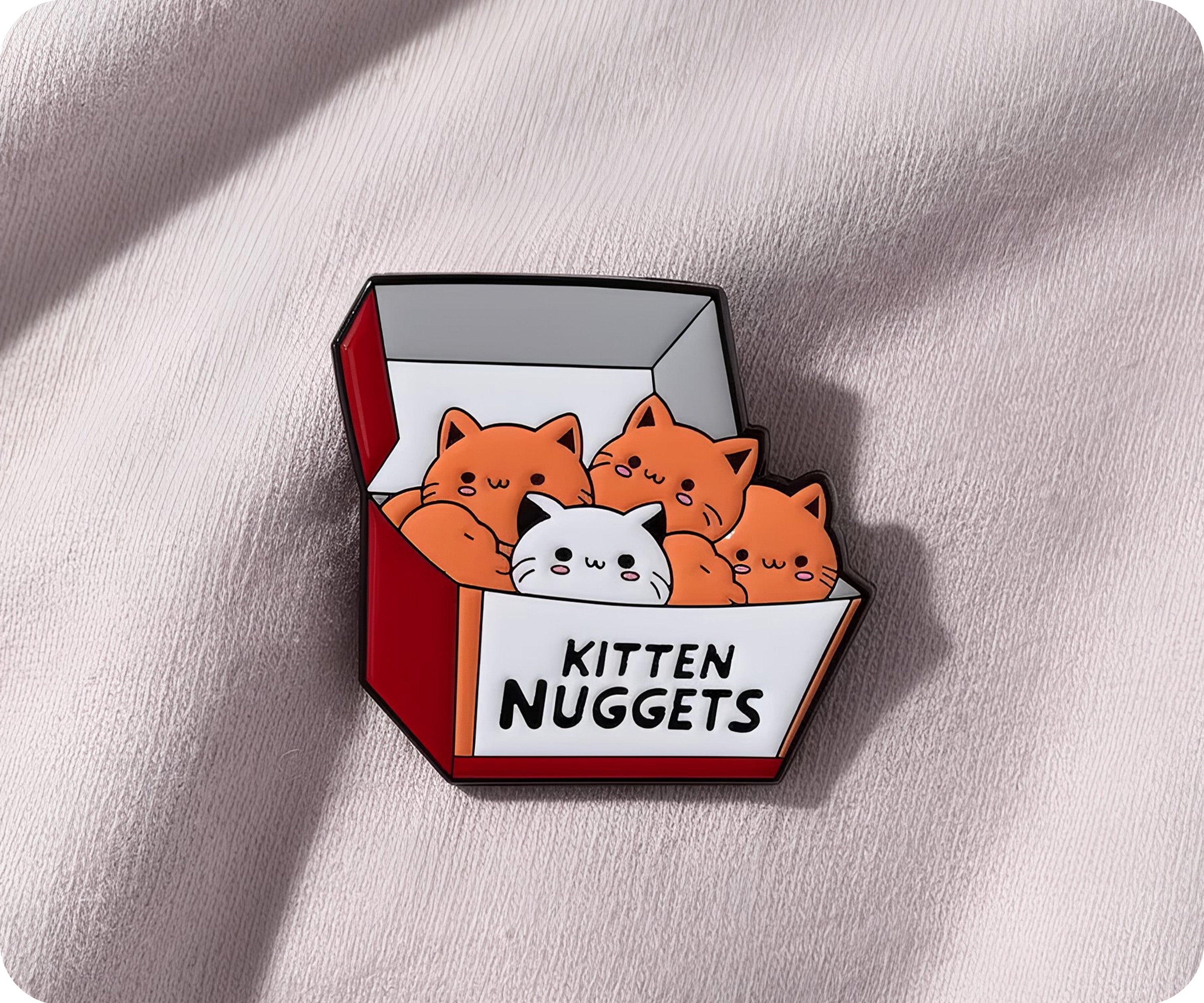 Insignia de alfiler divertida de comida rápida "Nuggets de gatito"