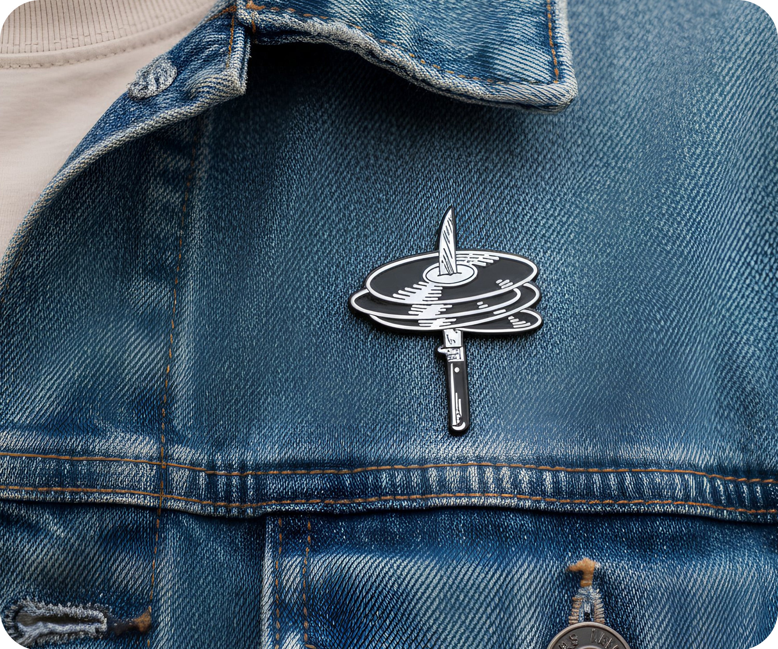Insignia de alfiler de cuchillo de discos de vinilo Imagen secundaria del producto