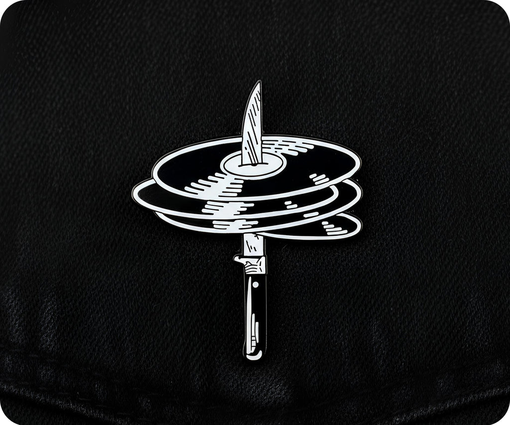 Vinyl Records Knife Pin Badge