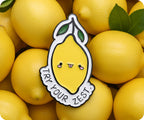 Prueba tu insignia de limón con el lema "Try Your Zest"