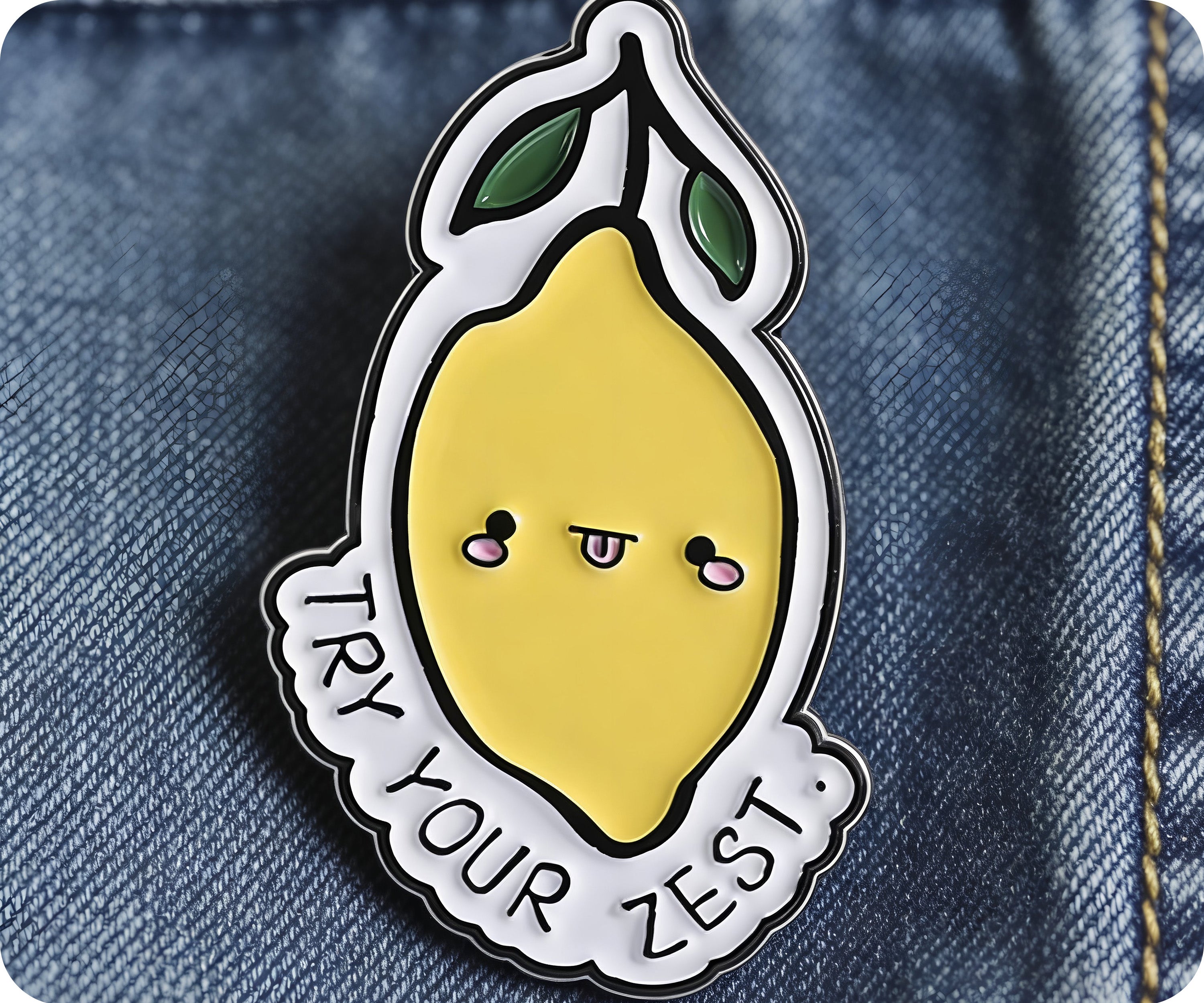 Prueba tu insignia de limón con el lema "Try Your Zest" Imagen secundaria del producto