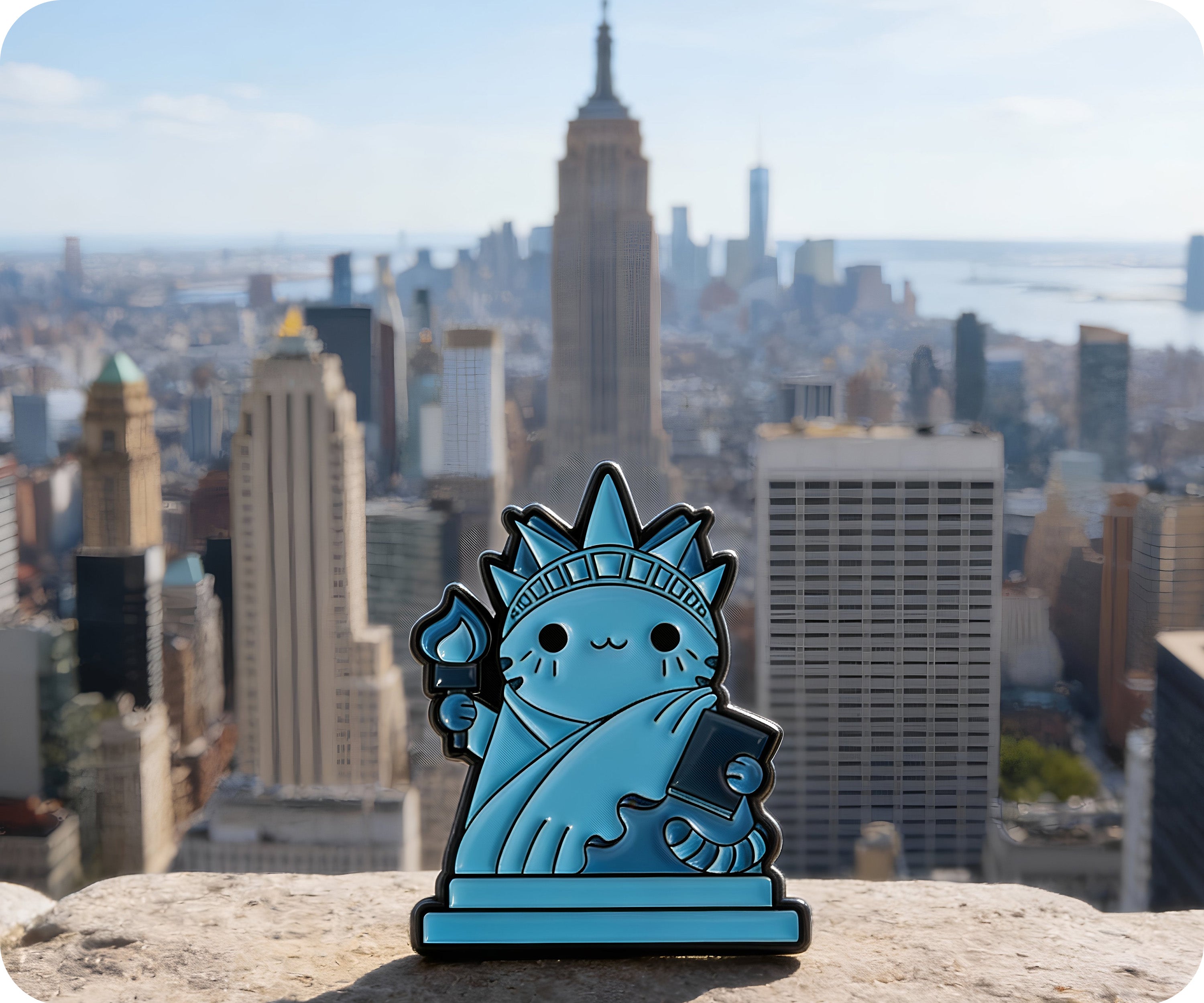 Estatua de la Libertad Gato Gatitos Divertido Pin Insignia