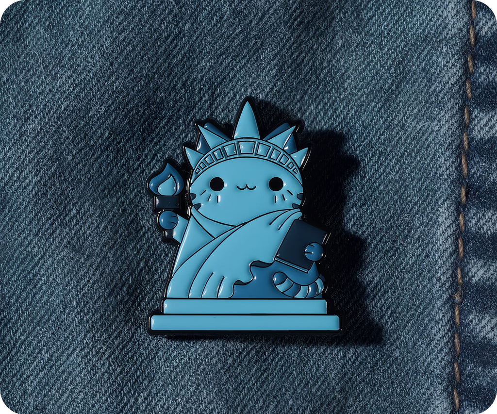 Estatua de la Libertad Gato Gatitos Divertido Pin Insignia