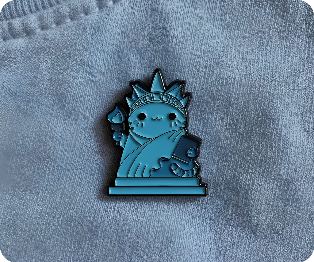 Estatua de la Libertad Gato Gatitos Divertido Pin Insignia
