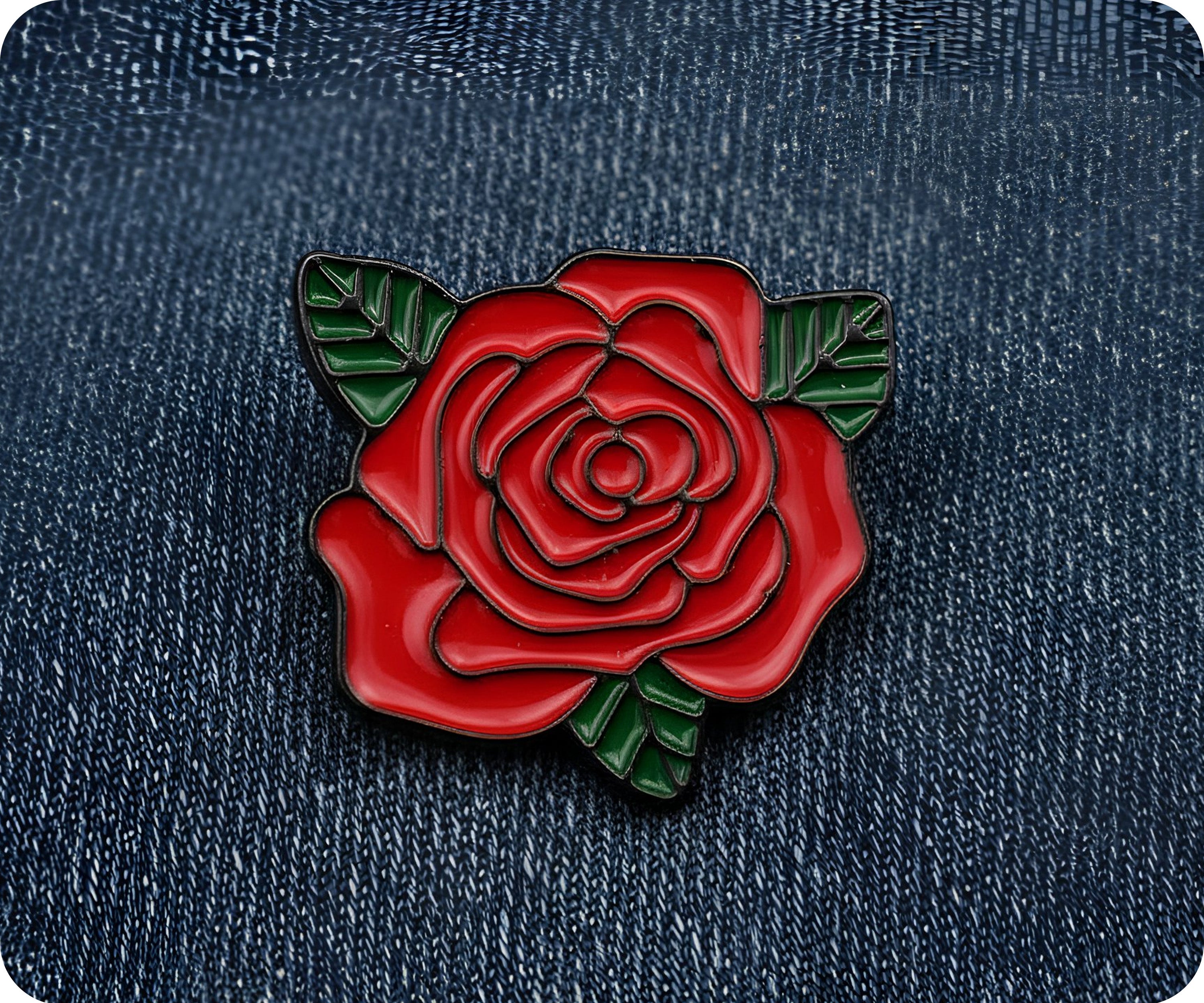 Rose 3 Leaf Pin Badge