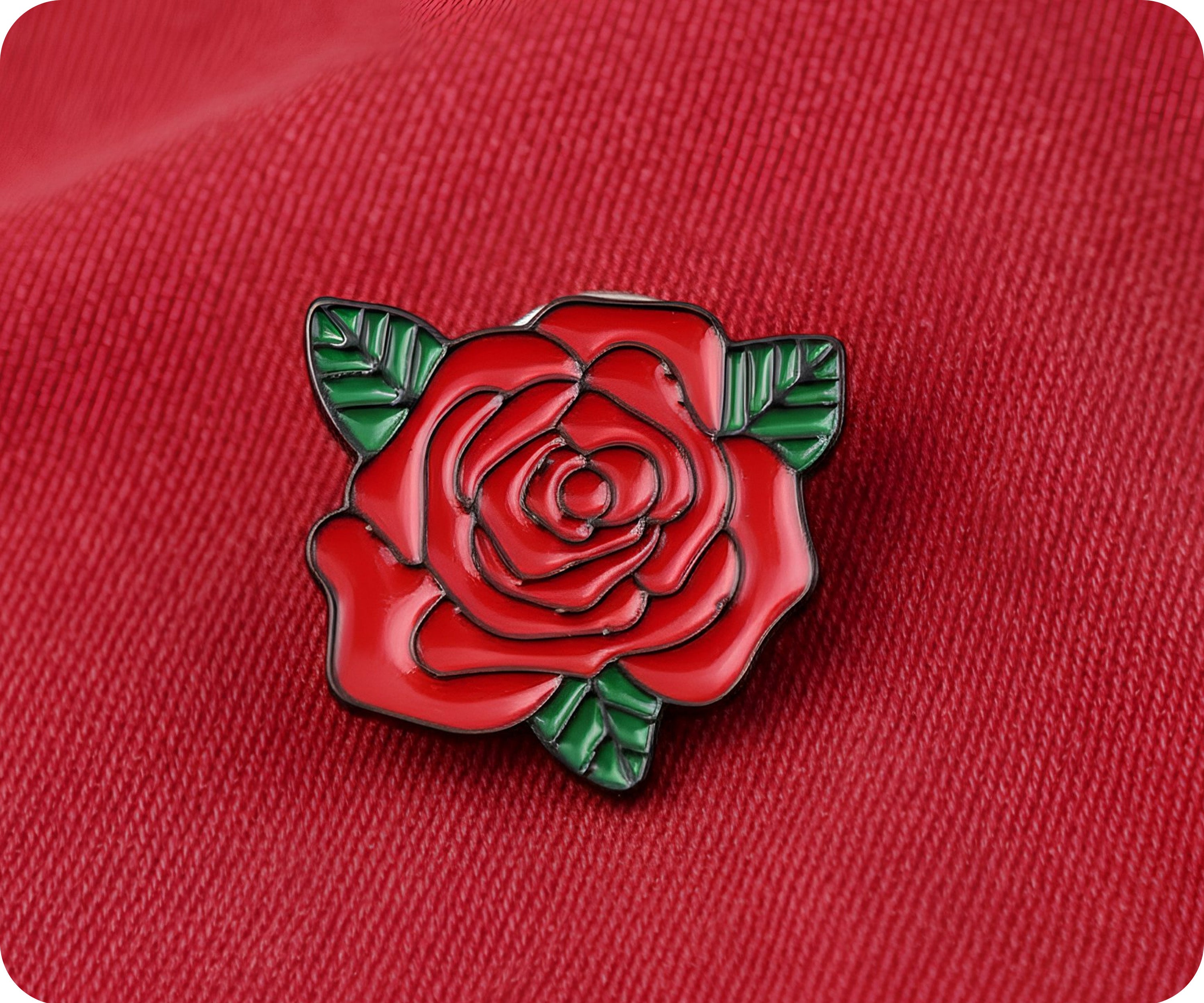 Rose 3 Leaf Pin Badge