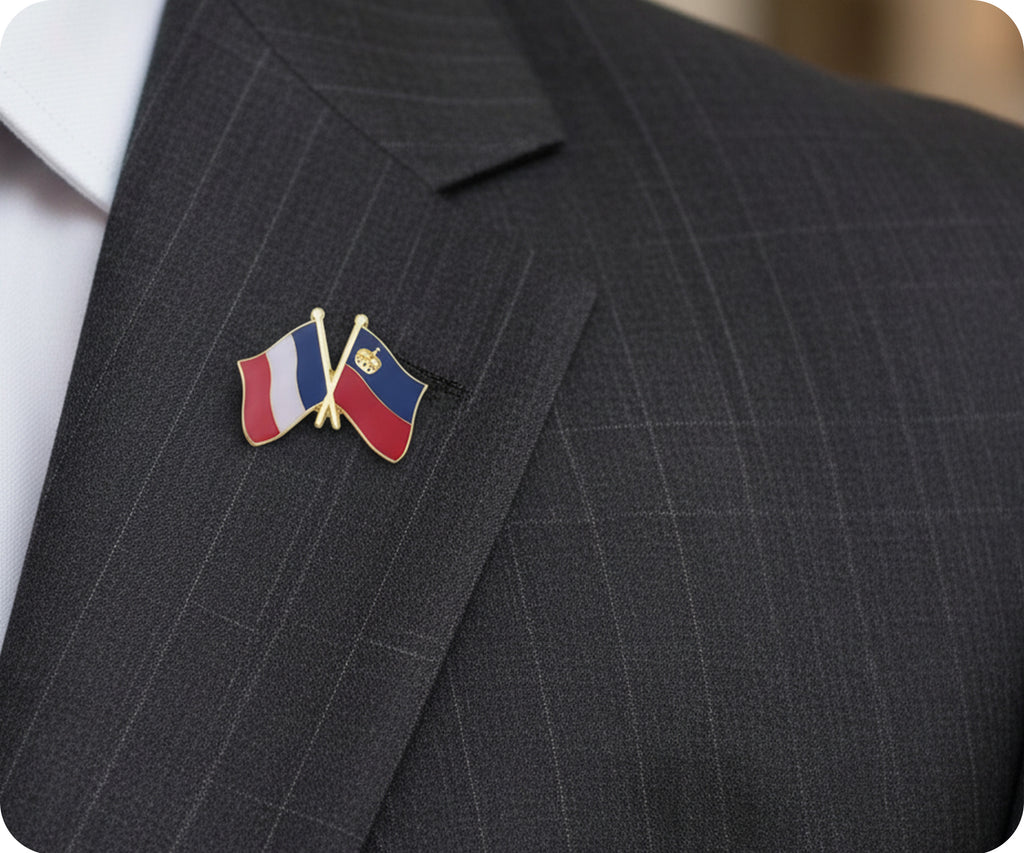 France & Liechtenstein Friendship Pin Badge