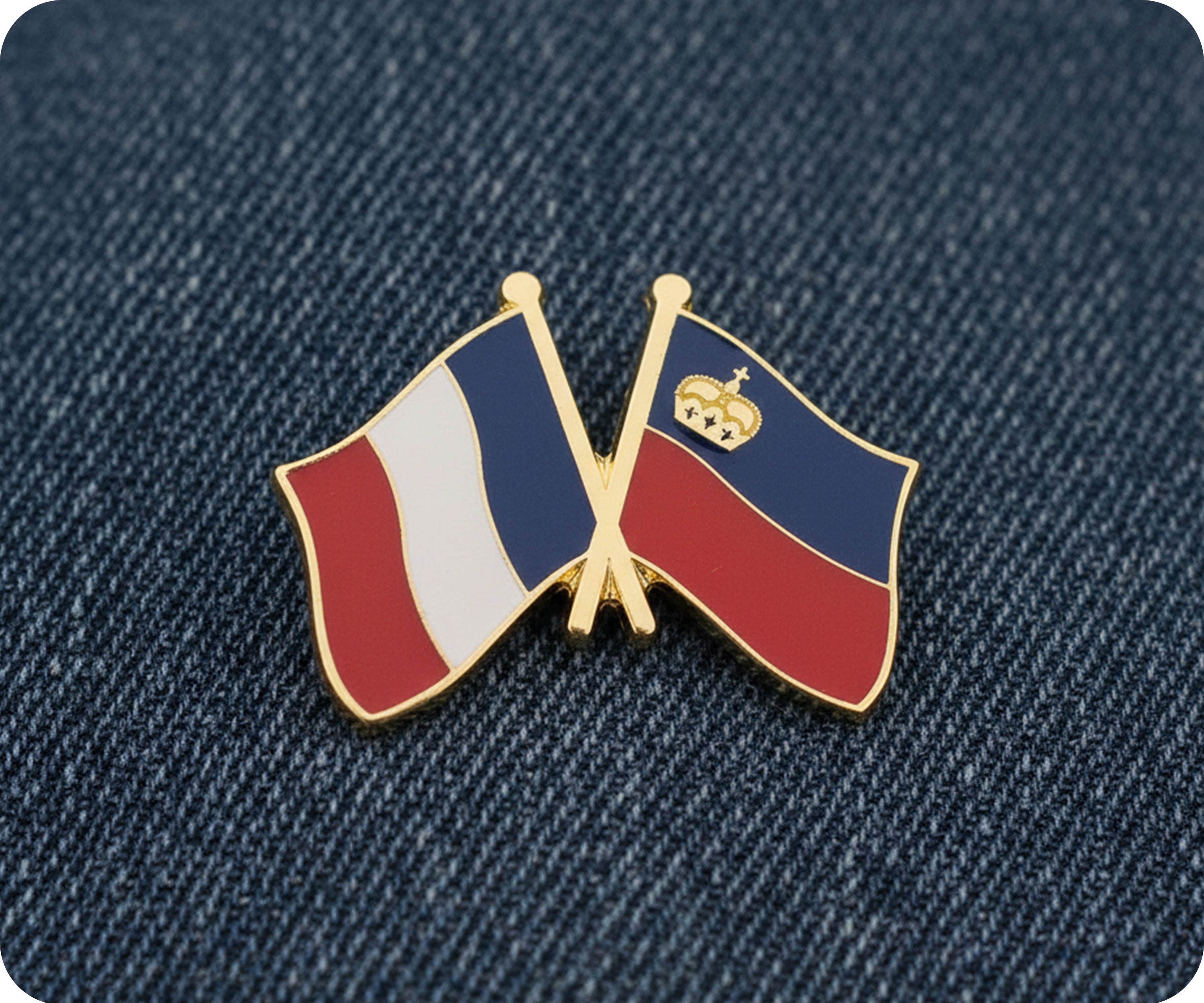 France & Liechtenstein Friendship Pin Badge